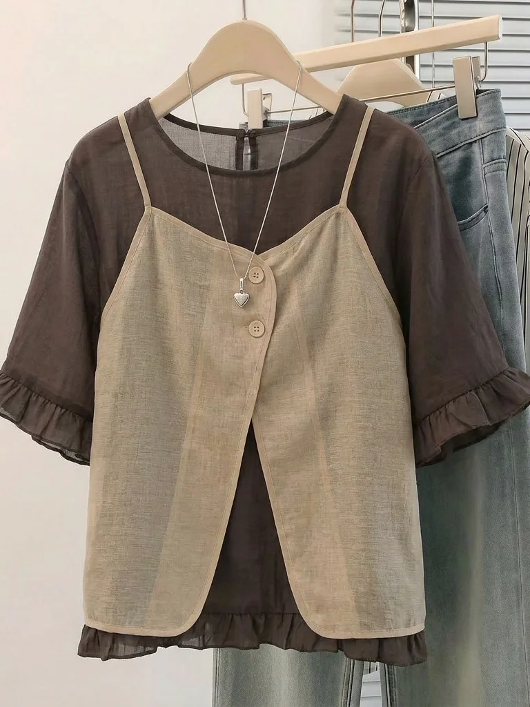 Summer New plus Size Women's Shirt Irregular Hem Chiffon Short Sleeve Regular Fit Korean Style Commute Wind Top
Summer New plus Size Women's Shirt Irregular Hem Chiffon Short Sleeve Regular Fit Korean Style Commute Wind Top