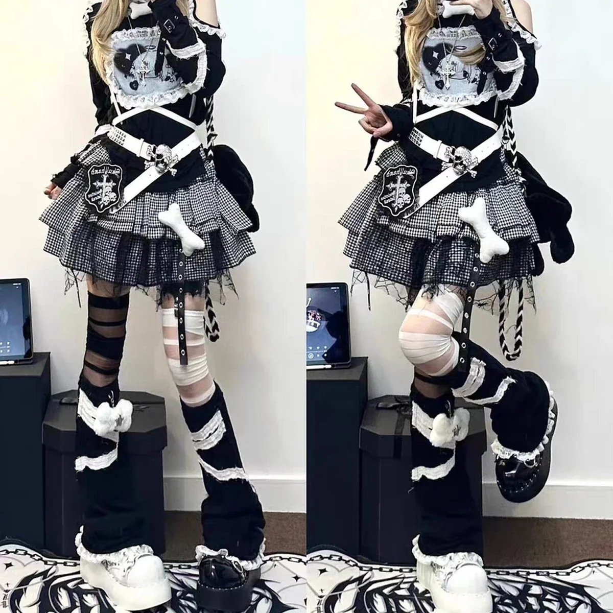 2025Korean2000s Girls Kawaii Punk A-line Mini Skirt Harajuku Vintage 90s Black White Rock Cake Skirts Y2K Lace Ball Gowns Skater
2025Korean2000s Girls Kawaii Punk A-line Mini Skirt Harajuku Vintage 90s Black White Rock Cake Skirts Y2K Lace Ball Gowns Skater