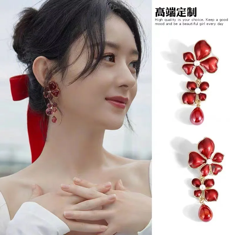 Star's Same Enamel Oil Drop Red Earrings Temperament Sweet Flowers Long Earrings Vintage Earrings
Star's Same Enamel Oil Drop Red Earrings Temperament Sweet Flowers Long Earrings Vintage Earrings