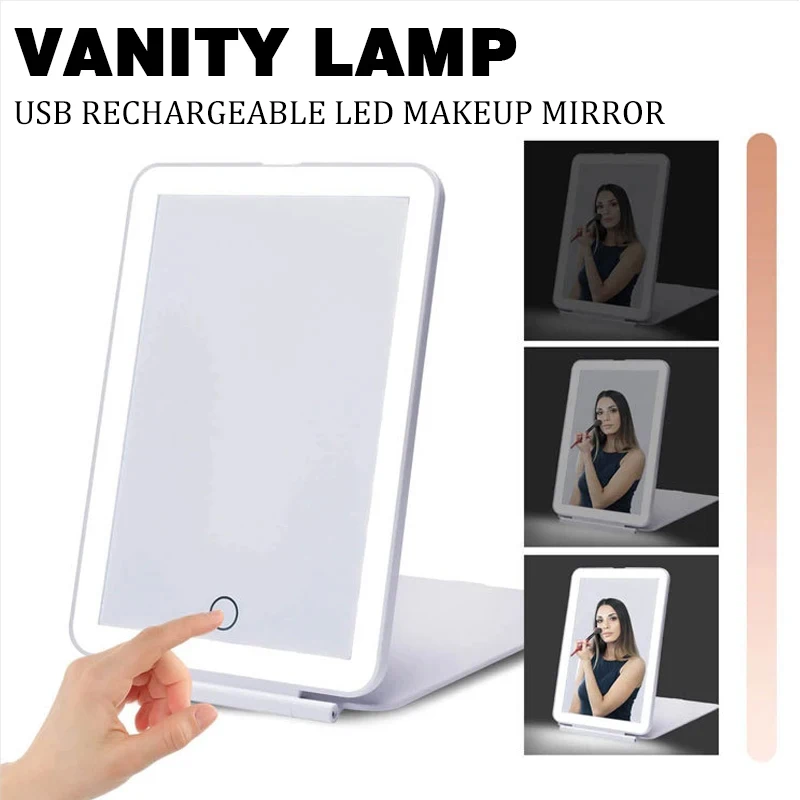 Portable Foldable Travel Makeup Mirror With Led Light Infinite Dimming Bedroom Vanity Mirrors Usb Rechargeable Make Up Tools
Portable Foldable Travel Makeup Mirror With Led Light Infinite Dimming Bedroom Vanity Mirrors Usb Rechargeable Make Up Tools