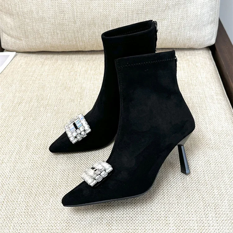 Rhinestone Faux Suede Ankle Boots Crystal Back Zipper Zapatos Para Mujeres Pointed Toe Ladies Bota Feminina Velvet Women Shoes
Rhinestone Faux Suede Ankle Boots Crystal Back Zipper Zapatos Para Mujeres Pointed Toe Ladies Bota Feminina Velvet Women Shoes