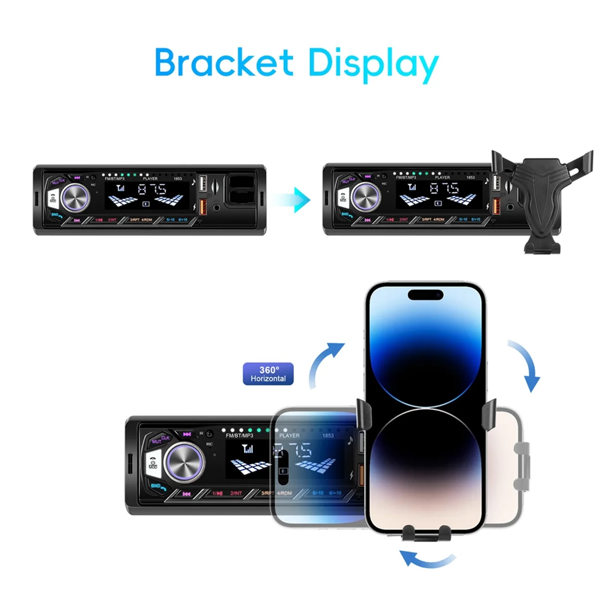 ABTE-Professional Car Radio Bluetooth Single Din Car Stereo, 1 Din Car Audio with Phone Holder, Support FM/MP3/AUX/USB/TF Card
ABTE-Professional Car Radio Bluetooth Single Din Car Stereo, 1 Din Car Audio with Phone Holder, Support FM/MP3/AUX/USB/TF Card