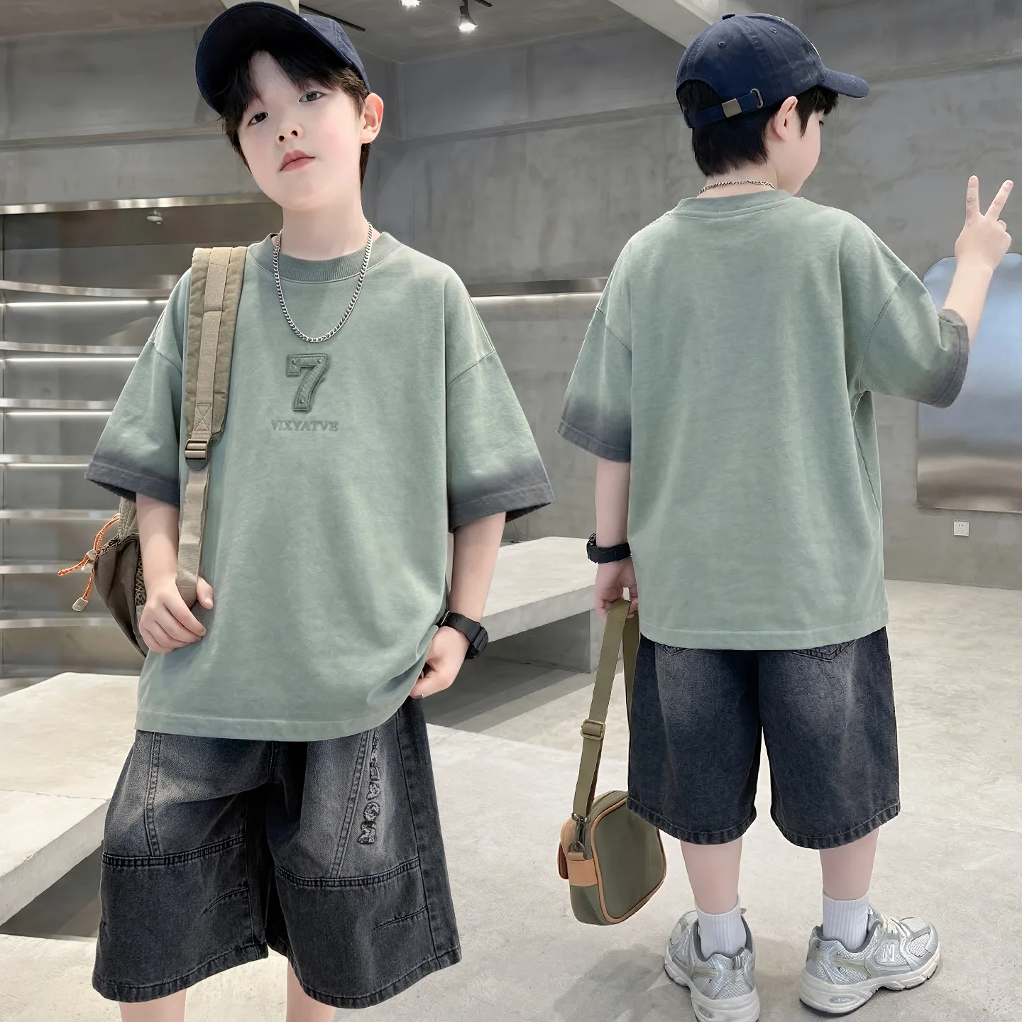 Teen Boys Summer Sportswear Set Elegant T-shirts And Denim Shorts 2-Piece Kids Tracksuits Clothing for 4-14 Years Old
Teen Boys Summer Sportswear Set Elegant T-shirts And Denim Shorts 2-Piece Kids Tracksuits Clothing for 4-14 Years Old