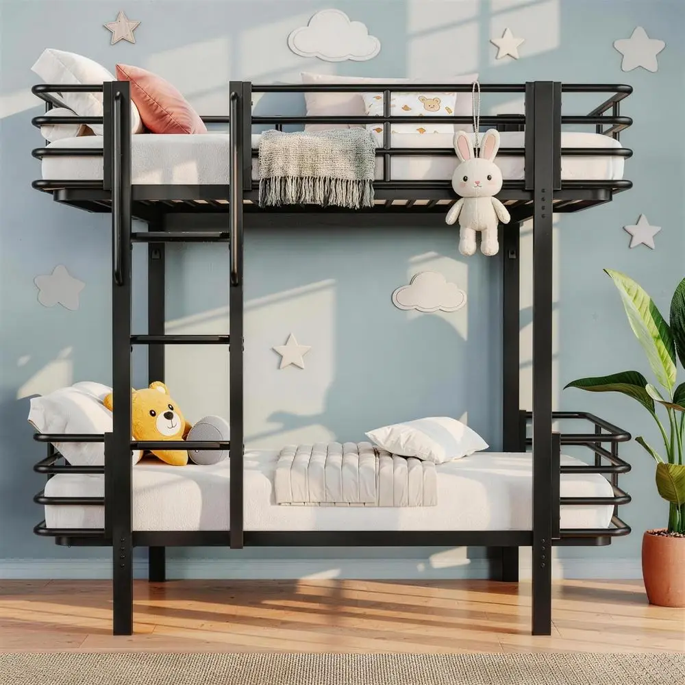 Curved Metal Twin Over Twin Bunk Bed with Safety Guardrails, Ladder and Wide Steps for Kids, Teens & Adults
Curved Metal Twin Over Twin Bunk Bed with Safety Guardrails, Ladder and Wide Steps for Kids, Teens & Adults