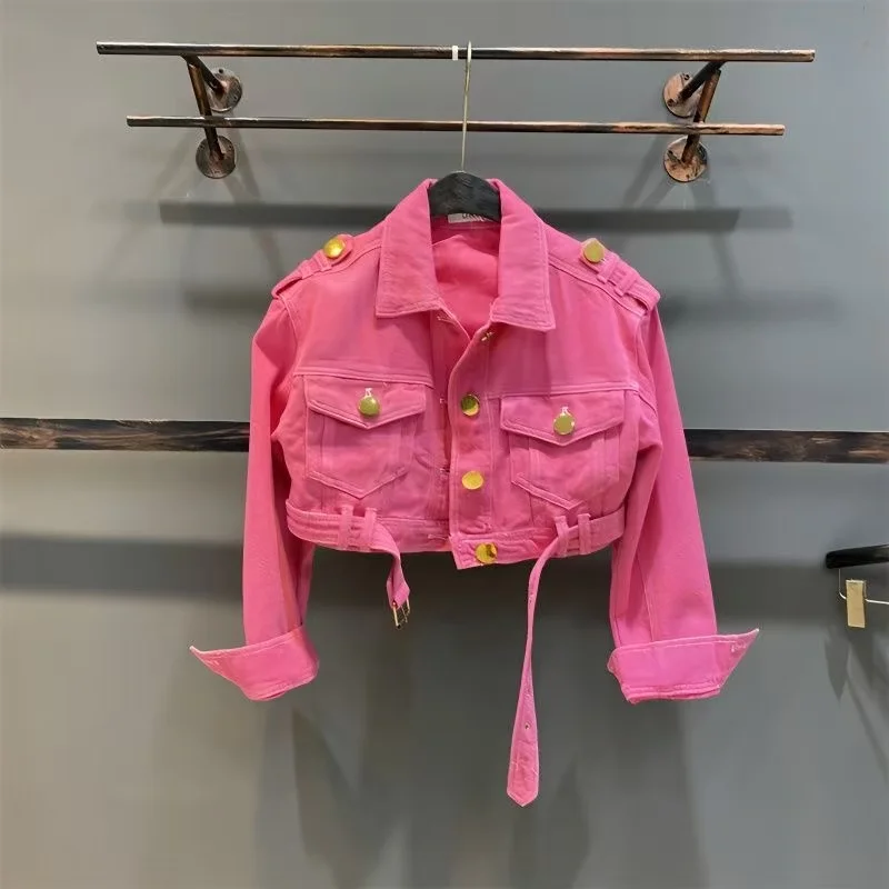Kids Girls' Rose Red Denim Jacket Spring and Autumn New Collection Solid Color Collar Metal Buckle Children's Fashion Short Coat
Kids Girls' Rose Red Denim Jacket Spring and Autumn New Collection Solid Color Collar Metal Buckle Children's Fashion Short Coat