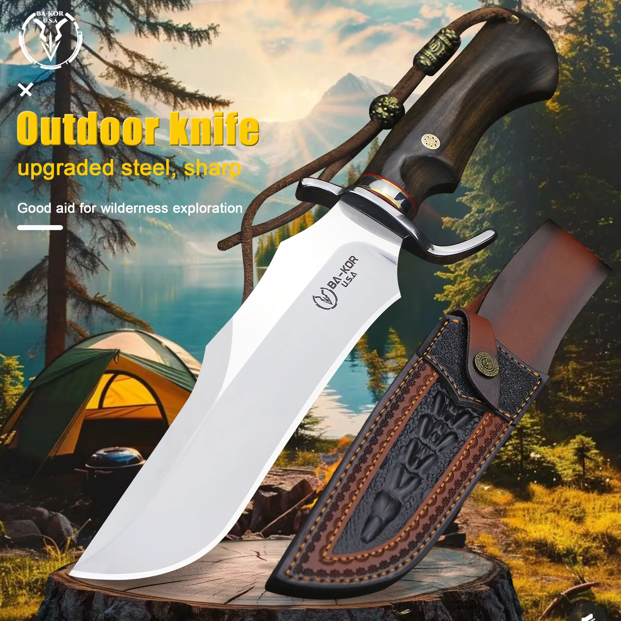 BA-KOR USA 9CR18MOV стальной уличный охотничий нож + кожаный нож, нож для выживания в джунглях, многоцелевой нож для кемпинга
BA-KOR USA 9CR18MOV стальной уличный охотничий нож + кожаный нож, нож для выживания в джунглях, многоцелевой нож для кемпинга
