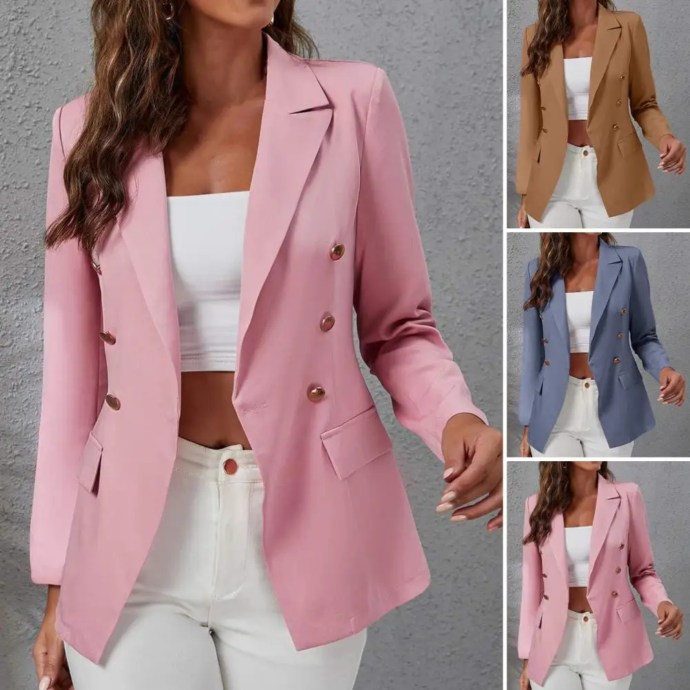 Women Top Clothing Lapel Long Sleeve Flap Pockets Office Blazer Autumn Double Breasted Slim Fit Women Blazer Outerwear
Women Top Clothing Lapel Long Sleeve Flap Pockets Office Blazer Autumn Double Breasted Slim Fit Women Blazer Outerwear