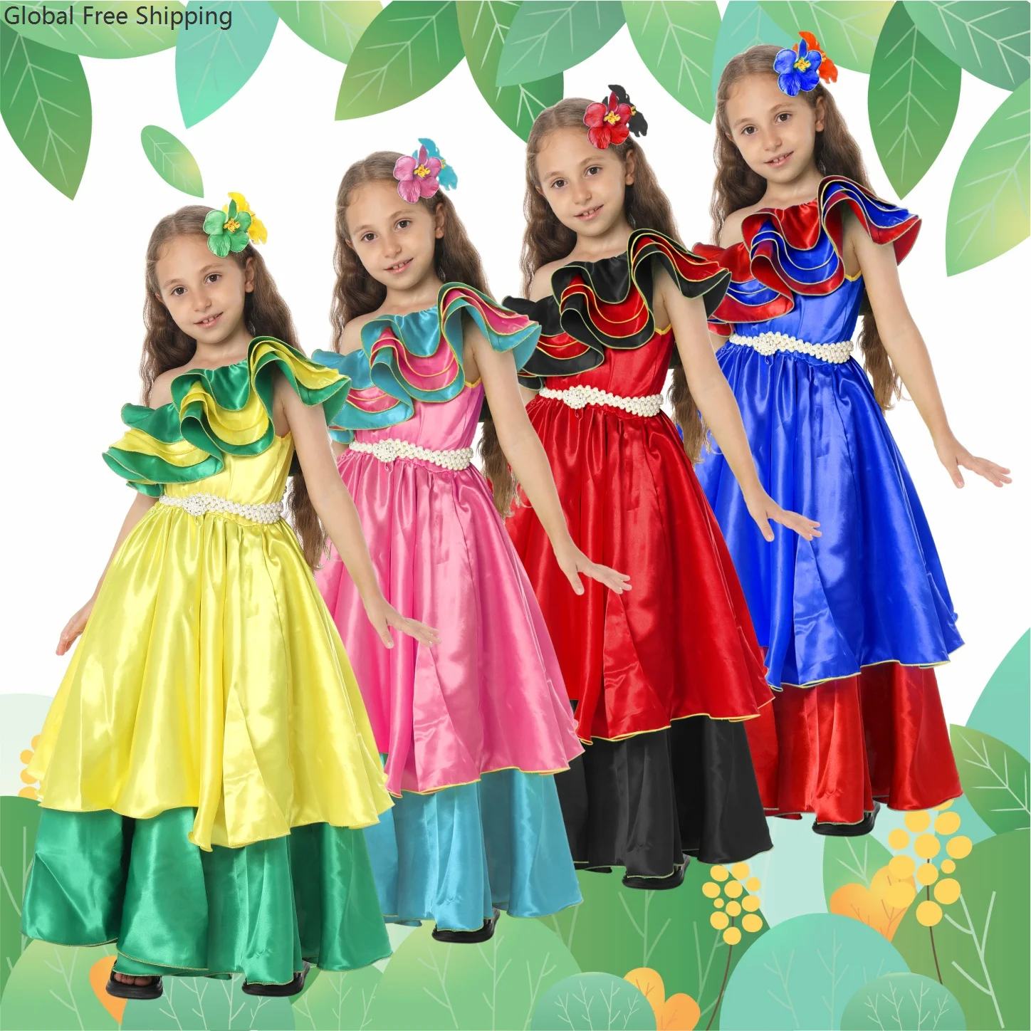 Ethnic Brazilian Style Girls Multi-colored Dress Halloween Cosplay Costume Kids Carnival Party Stage Performance Dress Up Suit
Ethnic Brazilian Style Girls Multi-colored Dress Halloween Cosplay Costume Kids Carnival Party Stage Performance Dress Up Suit