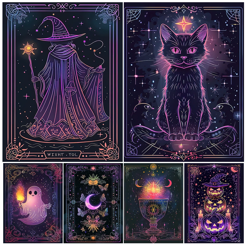 Halloween Witchcraft Tarot Art Poster Print,Witchcraft And Magic Abstract Wall Art Canvas Painting, Home Decoration Unframed
Halloween Witchcraft Tarot Art Poster Print,Witchcraft And Magic Abstract Wall Art Canvas Painting, Home Decoration Unframed