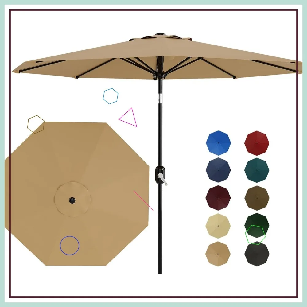 9 ft Outdoor Patio Umbrella with Crank Lift and Tilt, Durable for Pool Deck Garden in Tan
9 ft Outdoor Patio Umbrella with Crank Lift and Tilt, Durable for Pool Deck Garden in Tan