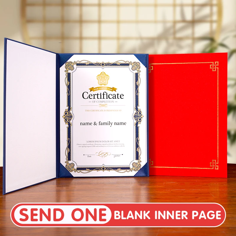 A4 Premium Foil-Stamped Certificate Cover in Pearlescent Paper – Honor/Award/Appointment/Completion, Red/Blue, Fits Horizontal/V
A4 Premium Foil-Stamped Certificate Cover in Pearlescent Paper – Honor/Award/Appointment/Completion, Red/Blue, Fits Horizontal/V
