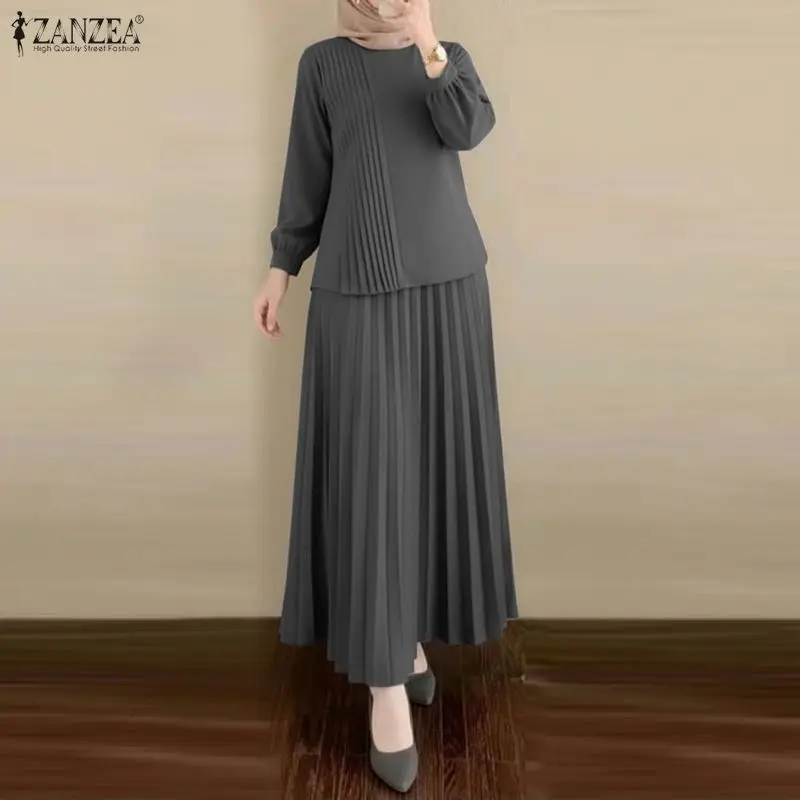Fashion Muslim Sets 2026 ZANZEA Summer Women Long Sleeve Tops Dress Suit Ramadan Outfits 2 Pieces Sets Hijab Tracksuit Oversize
Fashion Muslim Sets 2026 ZANZEA Summer Women Long Sleeve Tops Dress Suit Ramadan Outfits 2 Pieces Sets Hijab Tracksuit Oversize