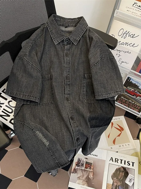 Waed Denim ort Sve Men's irt Loose Fit Summer Outerwear Five-Button Casual Sle Four Seasons Universal Blue Jeans
Waed Denim ort Sve Men's irt Loose Fit Summer Outerwear Five-Button Casual Sle Four Seasons Universal Blue Jeans