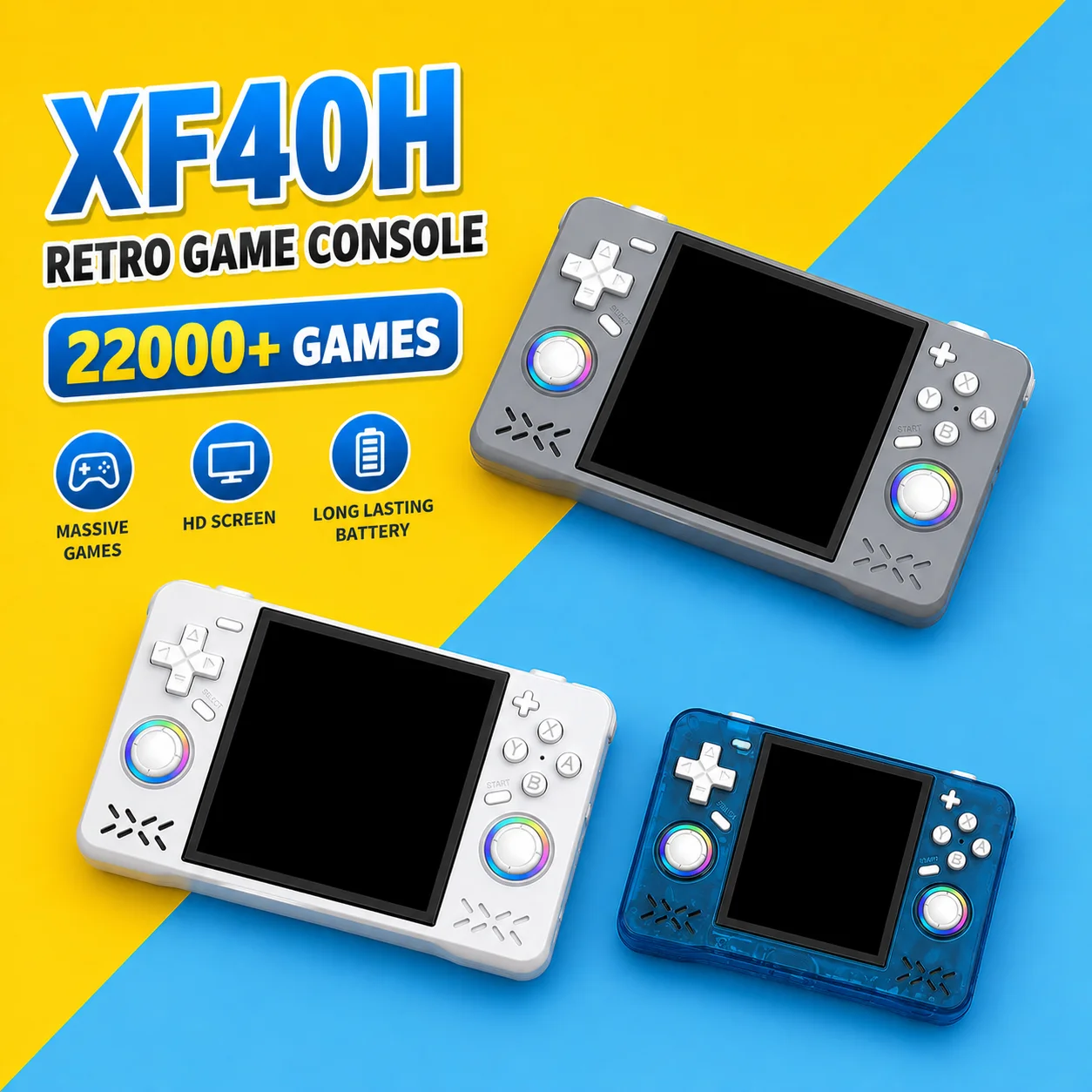 XF40H Handheld Game Console, Open-Source Linux System 4.0-Inch IPS Screen, Portable Video Player, 4000 MAh Battery, As A Gft
