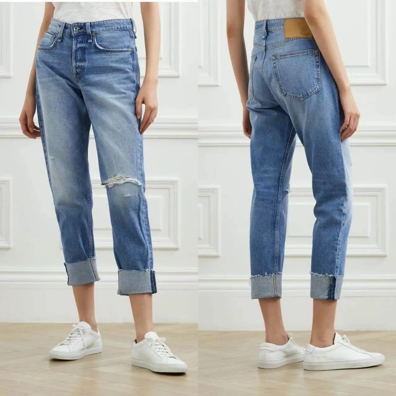 Maxdutti Minimalist Light Blue Ripped Jeans Boyfriend High Waisted Rolled Edge Straight Leg Ripped Jeans Women's Denim Pants2026
Maxdutti Minimalist Light Blue Ripped Jeans Boyfriend High Waisted Rolled Edge Straight Leg Ripped Jeans Women's Denim Pants2026