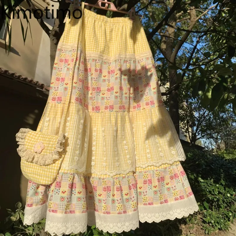 Kimotimo Sweet Floral Print Patchwork Lace Skirt Women Japanese Elastic Waist A-line Long Skirts Lolita Fashion All Match Faldas
Kimotimo Sweet Floral Print Patchwork Lace Skirt Women Japanese Elastic Waist A-line Long Skirts Lolita Fashion All Match Faldas