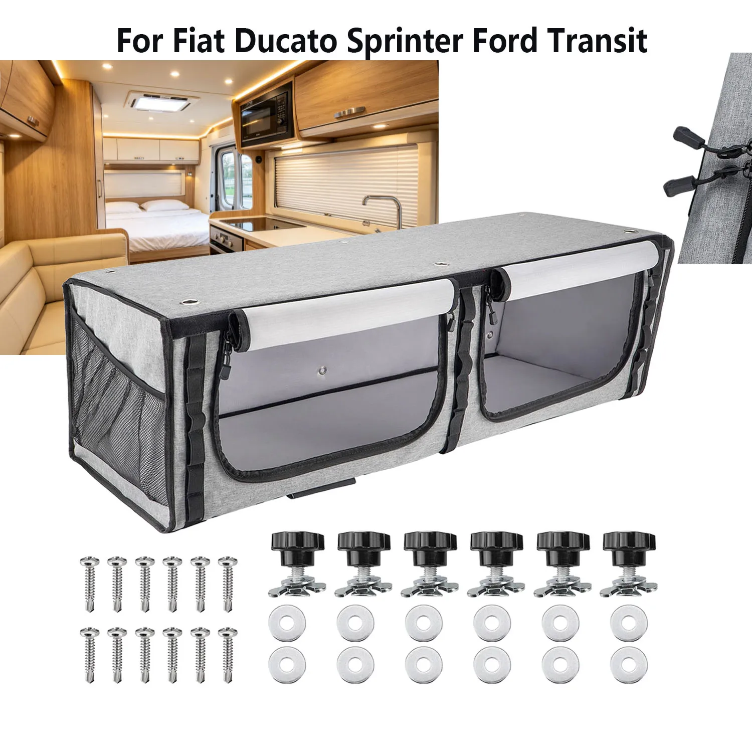 36" Overhead Cabinet Storage for Campervan Motorhome RV Caravan Fiat Ducato Sprinter Ford Transit Camper Storage Shelf
36" Overhead Cabinet Storage for Campervan Motorhome RV Caravan Fiat Ducato Sprinter Ford Transit Camper Storage Shelf