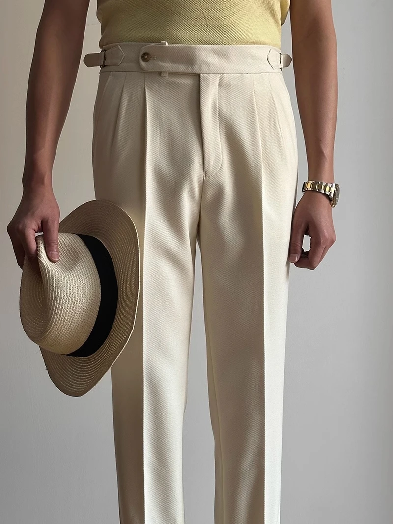 High Waist Straight Leg Busin Casual Trousers Men's Paris Button Briti Sle Long Pants Summer Season Youth Casual Wear
High Waist Straight Leg Busin Casual Trousers Men's Paris Button Briti Sle Long Pants Summer Season Youth Casual Wear