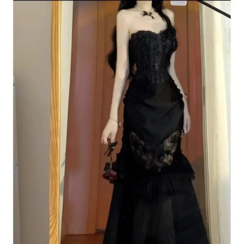 Summer Off Shoulder Elegant Strapless Dress Women French Sexy Lace Backless Dress Hollow Out Floral Evening Party Dresses Y2k
Summer Off Shoulder Elegant Strapless Dress Women French Sexy Lace Backless Dress Hollow Out Floral Evening Party Dresses Y2k