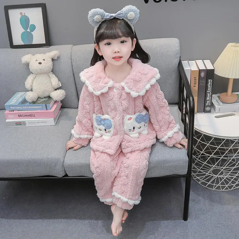 Детский зимний фланелевой пижамный комплект принцессы Hellokitty для девочек, милый корейский комплект Sanrio для девочек, теплая домашняя одежда в стиле принцессы
Детский зимний фланелевой пижамный комплект принцессы Hellokitty для девочек, милый корейский комплект Sanrio для девочек, теплая домашняя одежда в стиле принцессы