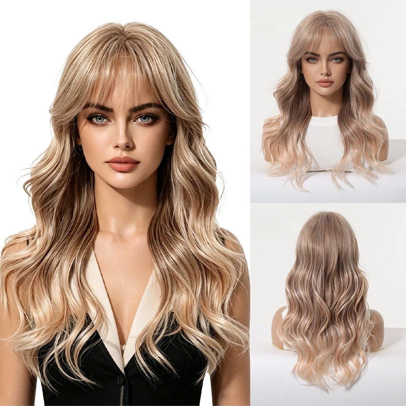Ombre Rose Gold Long Wavy Wig For Women 20 Inch Natural Layered Air Bangs Wig Heat Resistant Breathable Daily Cosplay Party Wig
Ombre Rose Gold Long Wavy Wig For Women 20 Inch Natural Layered Air Bangs Wig Heat Resistant Breathable Daily Cosplay Party Wig