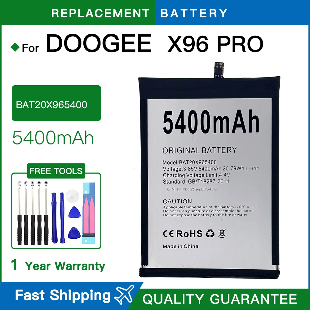 Brand new Replace BAT20X965400 Battery 5400MAh 3.85V for Doogee X96 PRO Mobile Phone Battery +fast shipping with free tools
Brand new Replace BAT20X965400 Battery 5400MAh 3.85V for Doogee X96 PRO Mobile Phone Battery +fast shipping with free tools