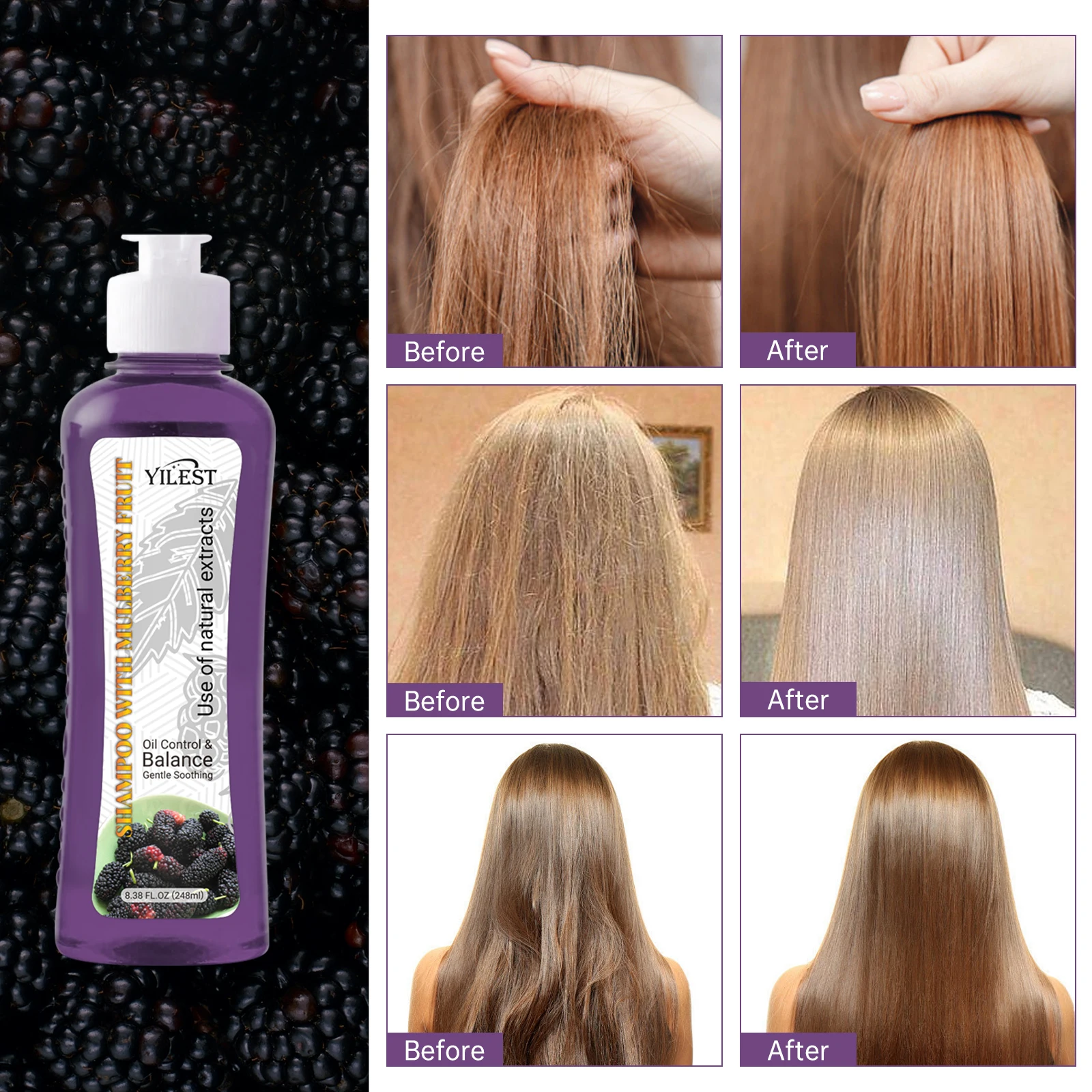 YILEST Набор шампуней и кондиционеров Mulberry против выпадения волос, масло для восстановления секущихся кончиков для сильных и шелковистых волос | Все кожный тип
YILEST Набор шампуней и кондиционеров Mulberry против выпадения волос, масло для восстановления секущихся кончиков для сильных и шелковистых волос | Все кожный тип