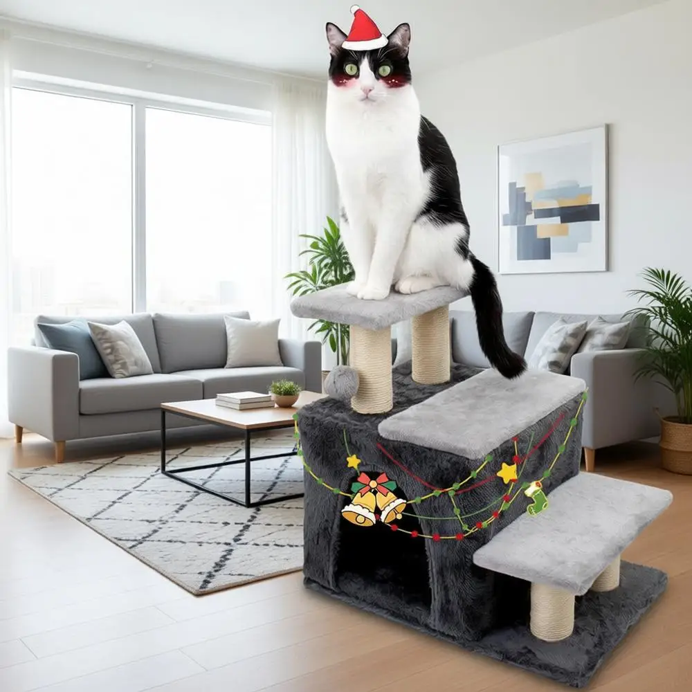 Pet Stairs for Cats and Dogs, Adjustable 3-Tier, Cushioned Steps, Modular, Adjustable Entrance, Dangling Ball, for Kittens, Seni
Pet Stairs for Cats and Dogs, Adjustable 3-Tier, Cushioned Steps, Modular, Adjustable Entrance, Dangling Ball, for Kittens, Seni