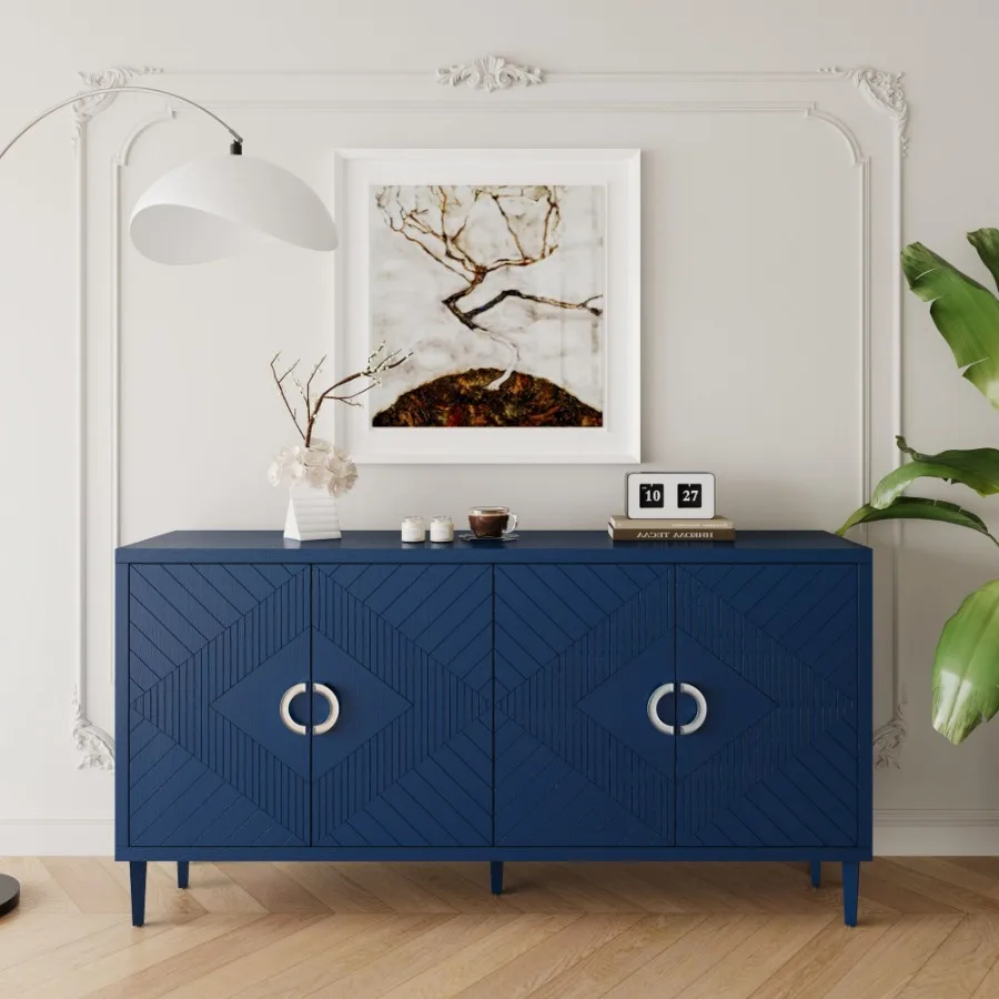 Stylish and Functional 4Door Storage Cabinet with Pine legs and MDF for Living Room Bedroom and Kitchen Navy Blue
Stylish and Functional 4Door Storage Cabinet with Pine legs and MDF for Living Room Bedroom and Kitchen Navy Blue