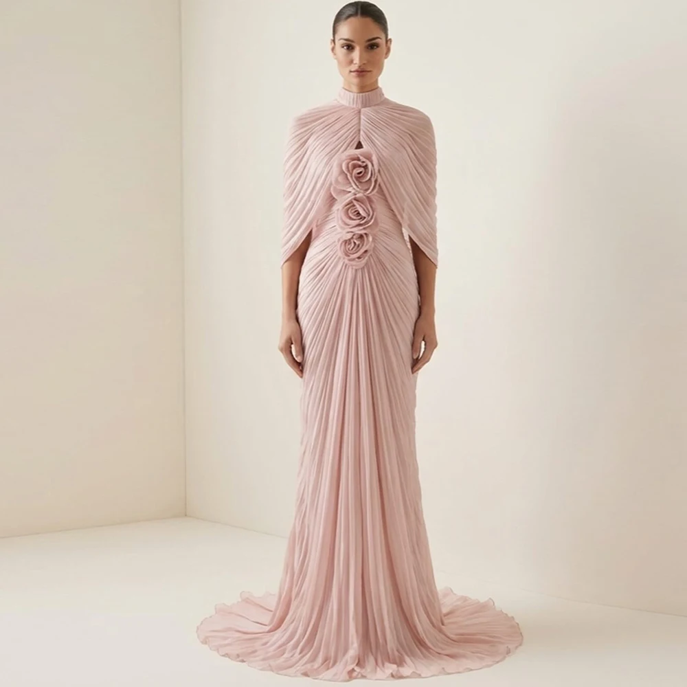 Classic Pink Chiffon Evening Dress Delicate Flowers Sweep Train Customized Celebrity Gowns Fashion O-Neck Train Party Dresses
Classic Pink Chiffon Evening Dress Delicate Flowers Sweep Train Customized Celebrity Gowns Fashion O-Neck Train Party Dresses
