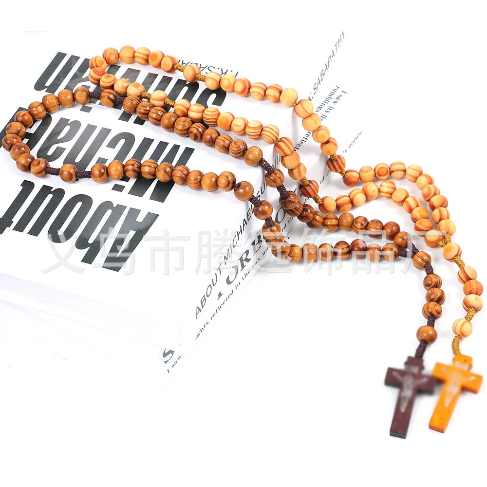 Hot-selling Wood Beads Rosary Cross Pendant Rosarys Necklace Hand-woven Beaded Necklace for Women Men Gifts
Hot-selling Wood Beads Rosary Cross Pendant Rosarys Necklace Hand-woven Beaded Necklace for Women Men Gifts