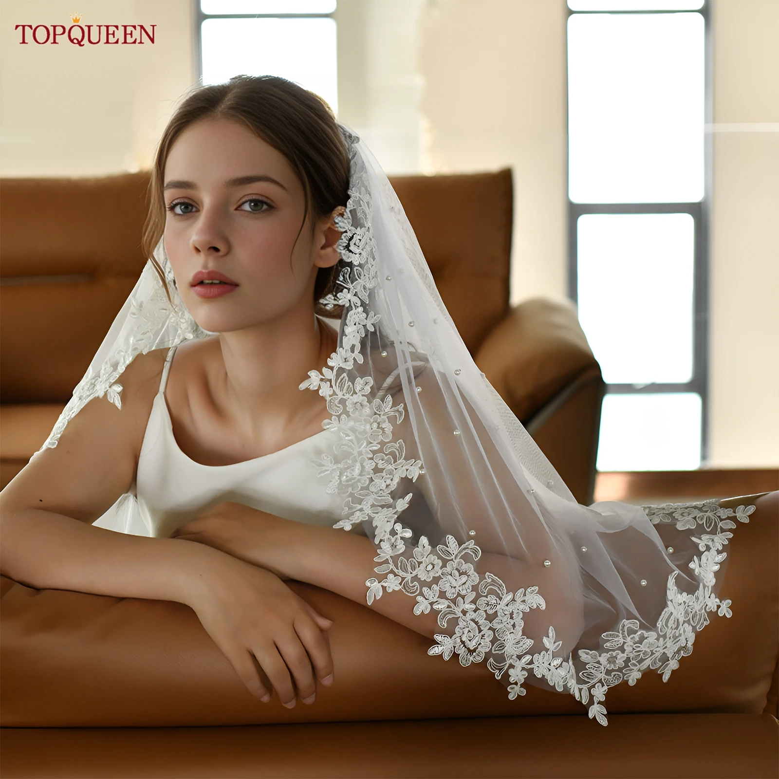 TOPQUEEN Кружевная свадебная фата с жемчужной фатой Белый кремовый кружевной край Однослойная фата ручной работы с расческой Настраиваемая V82
TOPQUEEN Кружевная свадебная фата с жемчужной фатой Белый кремовый кружевной край Однослойная фата ручной работы с расческой Настраиваемая V82
