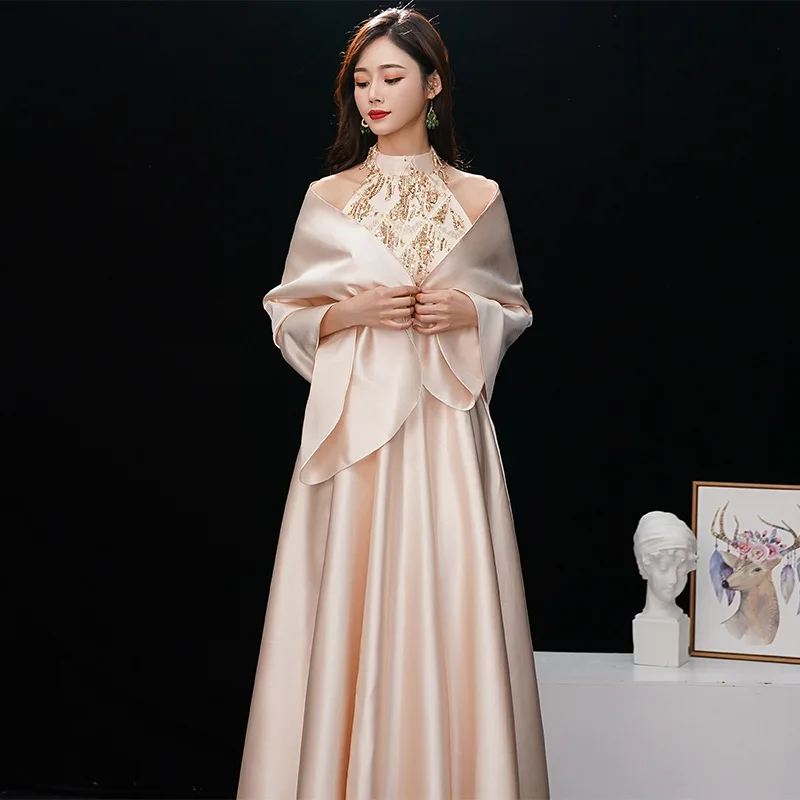 Women Champagne Sleeveless Evening Dress Elegant Sequins Party Prom Gown Robes De Soirée
Women Champagne Sleeveless Evening Dress Elegant Sequins Party Prom Gown Robes De Soirée