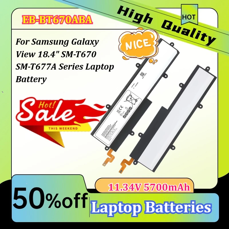 11.34V 5700mAh 64.64Wh EB-BT670ABA Battery For Sam sung Galaxy View 18.4" SM-T670 SM-T677A Series Laptop Battery
11.34V 5700mAh 64.64Wh EB-BT670ABA Battery For Sam sung Galaxy View 18.4" SM-T670 SM-T677A Series Laptop Battery