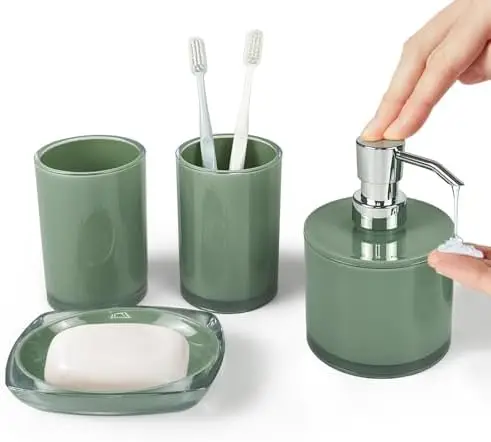 4-Piece Thickened Bathroom Set with Toothbrush Cups & Soap Dispenser – Olive Green
4-Piece Thickened Bathroom Set with Toothbrush Cups & Soap Dispenser – Olive Green