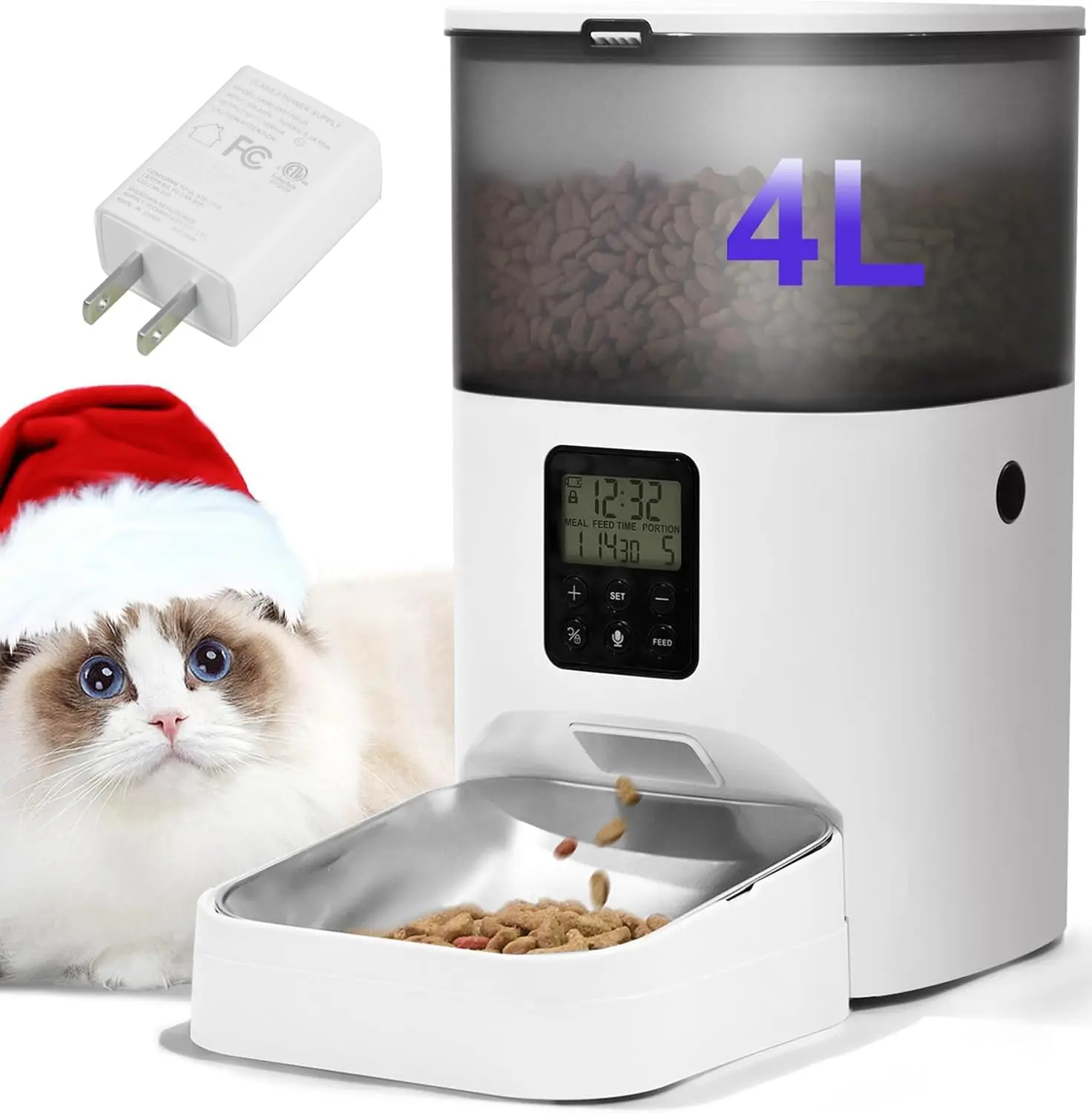 Automatic Cat Feeder with Voice Recorder, 4L Capacity for Up to 8 Meals Daily, Sealed Dry Food Design in Jade White
Automatic Cat Feeder with Voice Recorder, 4L Capacity for Up to 8 Meals Daily, Sealed Dry Food Design in Jade White
