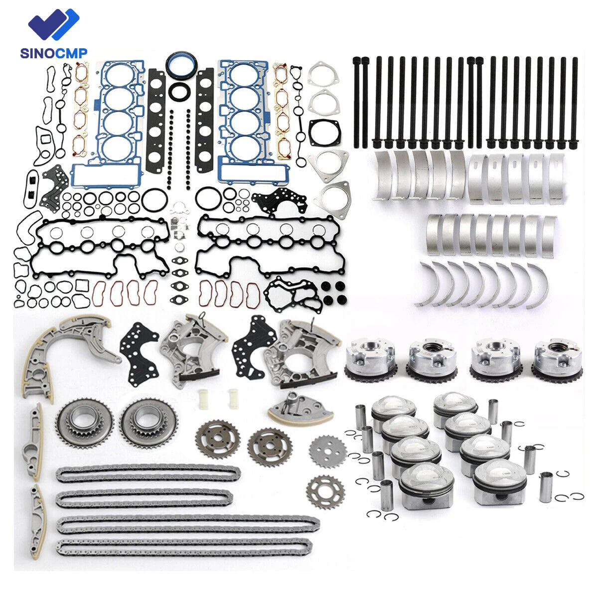 079107065DC 077198151L 079105561AJ 06E109084K Engine Overhaul Rebuild Kit & Timing Kit VVT Gear For VW Audi Q7 A8 S5 4.2L BVJ
079107065DC 077198151L 079105561AJ 06E109084K Engine Overhaul Rebuild Kit & Timing Kit VVT Gear For VW Audi Q7 A8 S5 4.2L BVJ