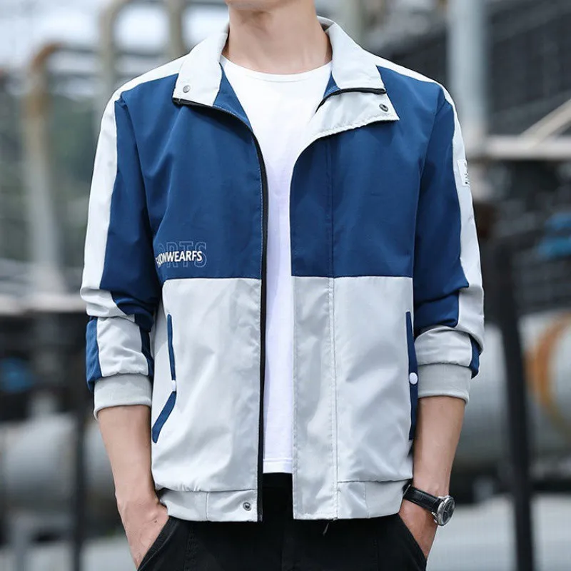 Spring Autumn Men's Lapel Work Jacket Slim Fit Windbreaker Handsome Color Contrasting Letter Sports Casual Zipper Jacket
Spring Autumn Men's Lapel Work Jacket Slim Fit Windbreaker Handsome Color Contrasting Letter Sports Casual Zipper Jacket