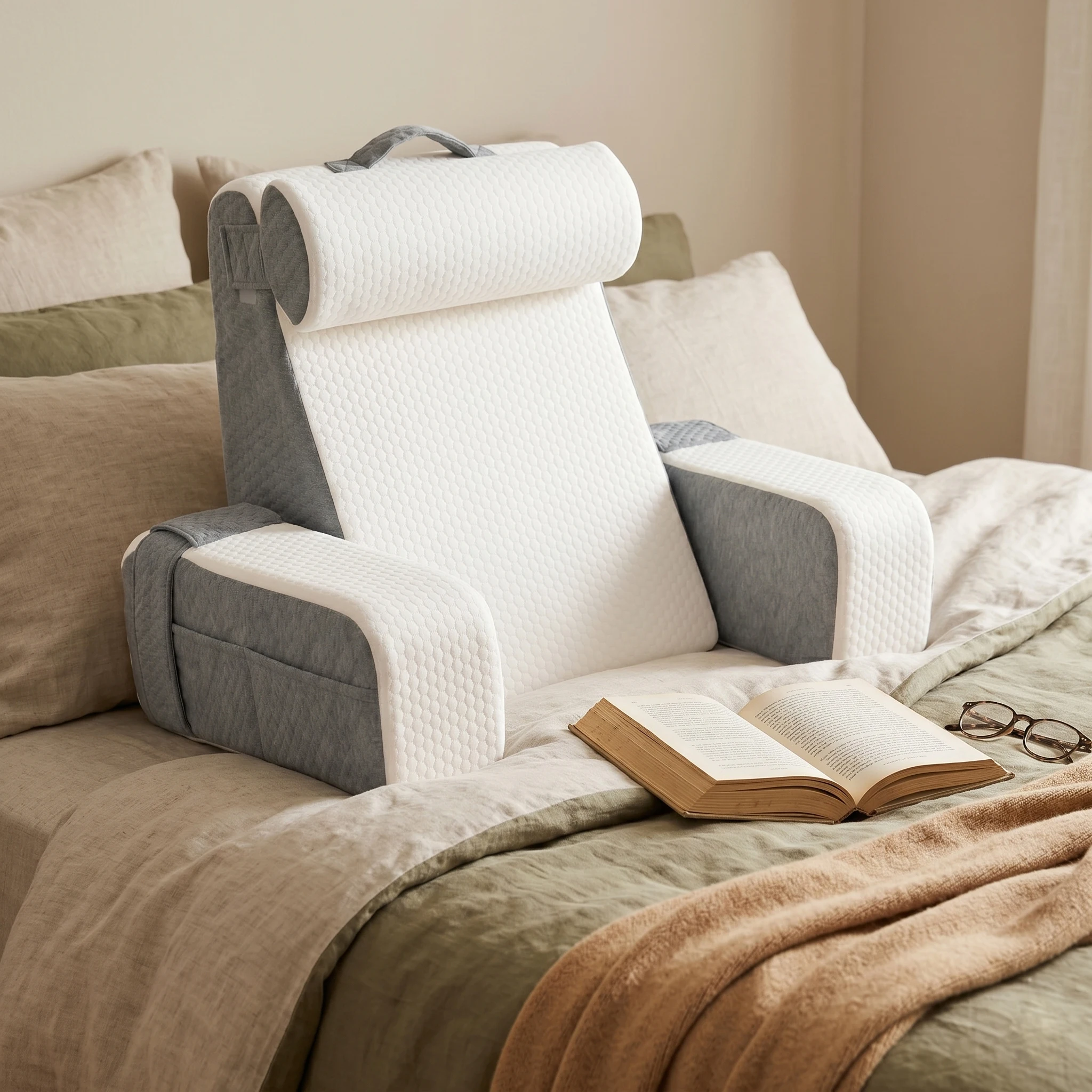 Reading Pillow with Armrests, Back Support Cushion for Bed Sitting, Soft Bed Rest Pillow with Headrest, Cozy for TV Reading
Reading Pillow with Armrests, Back Support Cushion for Bed Sitting, Soft Bed Rest Pillow with Headrest, Cozy for TV Reading