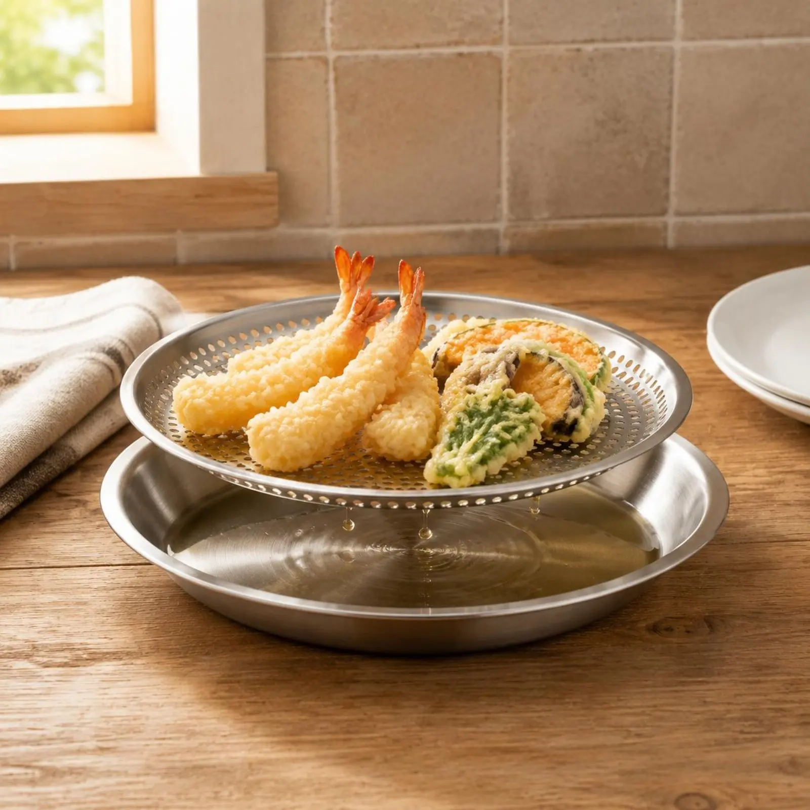 Stainless Steel Oil Drain Plate Easy to Clean Round Mesh Strainer Tray Fried Food Draining Basket Rust-Proof Oil Filter Tray
Stainless Steel Oil Drain Plate Easy to Clean Round Mesh Strainer Tray Fried Food Draining Basket Rust-Proof Oil Filter Tray