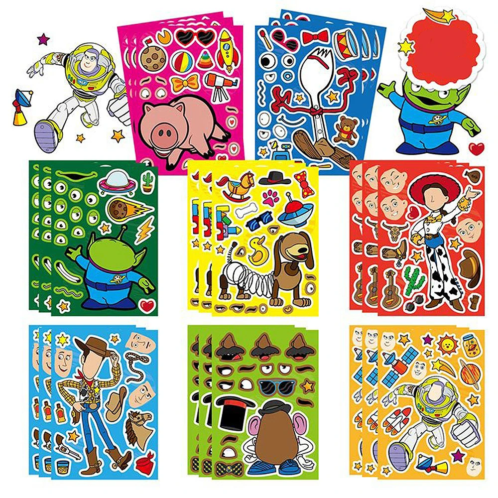 8/16sheets Disney Cartoon Toy Story Buzz Lightyear Puzzle Stickers Make a Face DIY Funny Assemble Jigsaw Decals Party Decoration
8/16sheets Disney Cartoon Toy Story Buzz Lightyear Puzzle Stickers Make a Face DIY Funny Assemble Jigsaw Decals Party Decoration