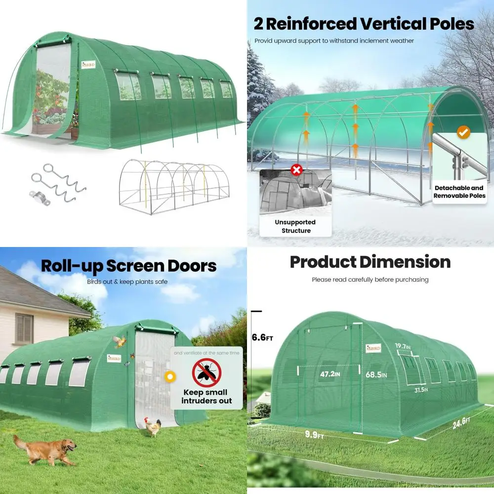 Большая уличная сверхмощная теплица из оцинкованной стали, прогулка премиум-класса 25x10x6,6 футов с сетчатыми дверцами и окошком для садоводства
Большая уличная сверхмощная теплица из оцинкованной стали, прогулка премиум-класса 25x10x6,6 футов с сетчатыми дверцами и окошком для садоводства