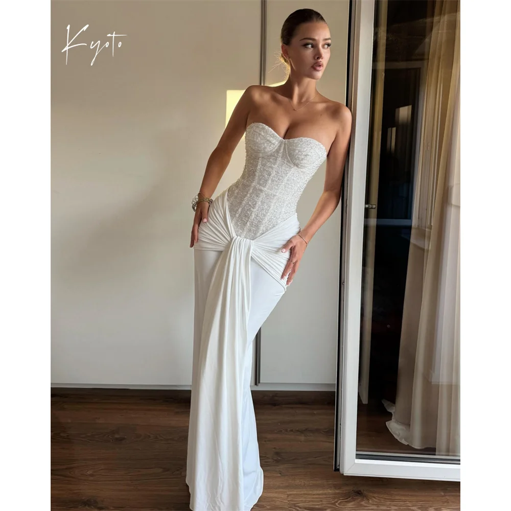 Kyoto Customized Shiny Strapless Pleats Mermaid Wedding Dress Zip-Back Sleeveless vestidos de novia Floor-Length Evening Dresses
Kyoto Customized Shiny Strapless Pleats Mermaid Wedding Dress Zip-Back Sleeveless vestidos de novia Floor-Length Evening Dresses