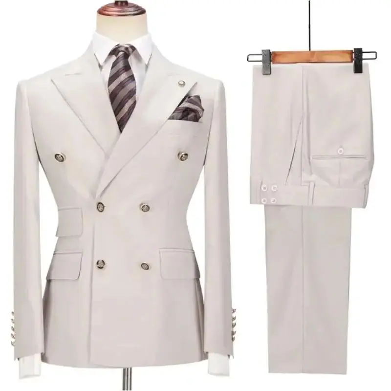 Men Suit 2 Pieces Beige Double Breasted Solid Color For Business Casual Wedding Groom Banquet Work Tuxedo Set Jacket With Pants
Men Suit 2 Pieces Beige Double Breasted Solid Color For Business Casual Wedding Groom Banquet Work Tuxedo Set Jacket With Pants