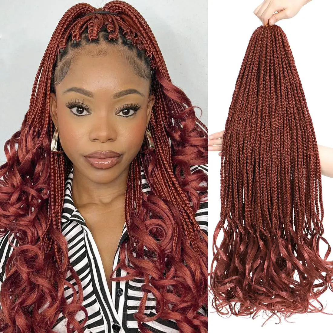 Curly Box Braids Crochet Hair Pre Looped, Goddess Box Braid Crochet Hair for Women, French Curl Crochet Braids with Curly End
Curly Box Braids Crochet Hair Pre Looped, Goddess Box Braid Crochet Hair for Women, French Curl Crochet Braids with Curly End