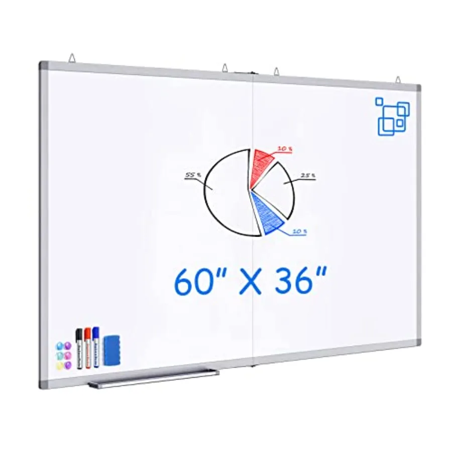Белая магнитная доска для сухого стирания 60 x 36 дюймов (5' x 3'), складная, с длинным лотком для маркеров, для настенного крепления
Белая магнитная доска для сухого стирания 60 x 36 дюймов (5' x 3'), складная, с длинным лотком для маркеров, для настенного крепления