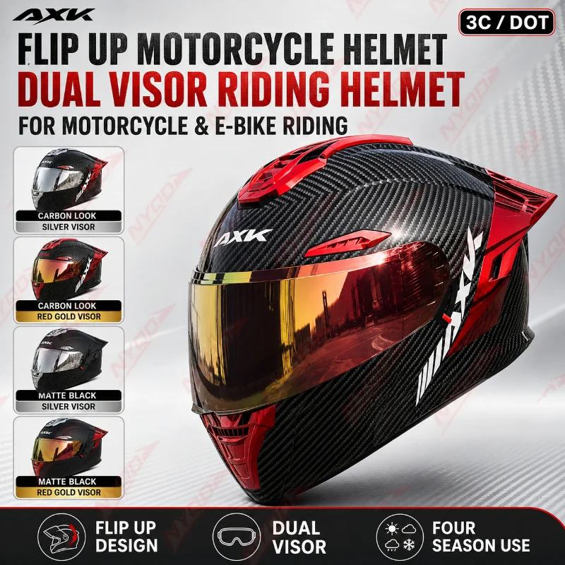 3C DOT Motorcycle Helmet Flip Up Full Face Helmet Dual Visor Four Season Riding Helmet for Men Women E-Bike Scooter
3C DOT Motorcycle Helmet Flip Up Full Face Helmet Dual Visor Four Season Riding Helmet for Men Women E-Bike Scooter