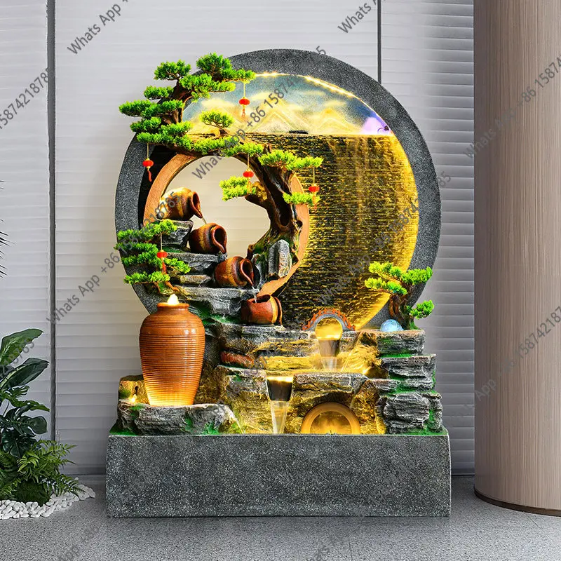 courtyard landscaping arrangement, flowing water rockery, water curtain wall scene, circulating water pottery pot combination
courtyard landscaping arrangement, flowing water rockery, water curtain wall scene, circulating water pottery pot combination