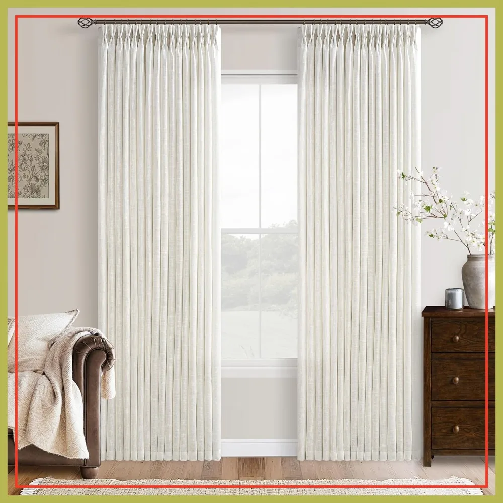 102" Pinch Pleat Linen Curtains 2 Panels, Natural Cream Semi Sheer for Living Room, Boho Light Filtering, Floor Ceiling Bedroom
102" Pinch Pleat Linen Curtains 2 Panels, Natural Cream Semi Sheer for Living Room, Boho Light Filtering, Floor Ceiling Bedroom