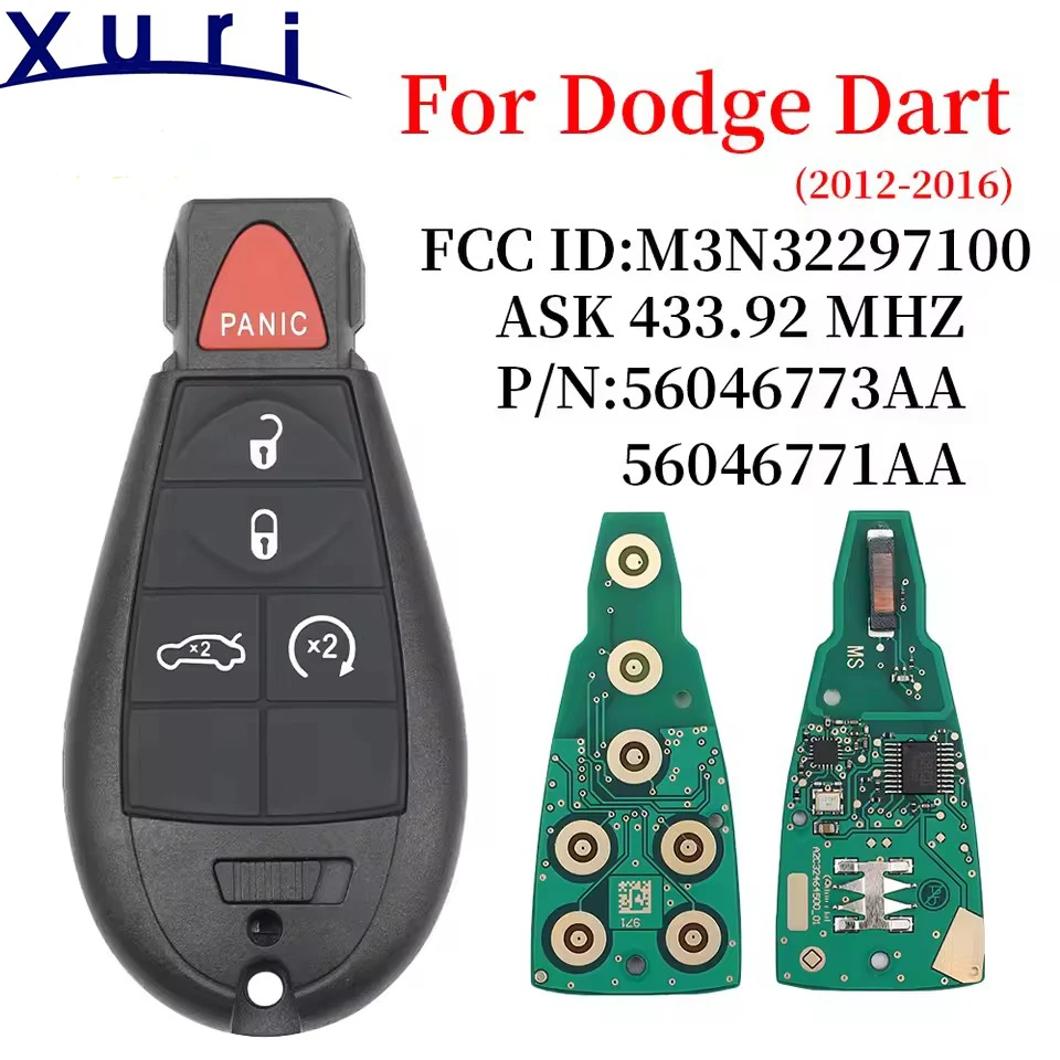 Xuri M3N32297100 Remote Key For Dodge Dart 2012 2013 2014 2015 2016 433mhz ID46 PCF7941 Car Key Fob 56046773AA 56046771AA
Xuri M3N32297100 Remote Key For Dodge Dart 2012 2013 2014 2015 2016 433mhz ID46 PCF7941 Car Key Fob 56046773AA 56046771AA